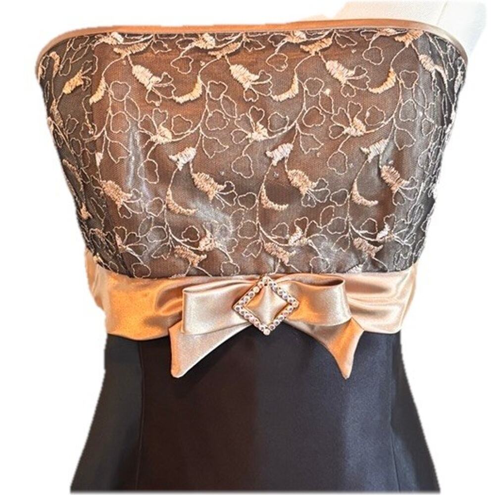 Vtg Jessica McClintock Gunne Sax Strapless Black Satin Lace Gown Prom Dress sz 5 - Picture 9 of 9